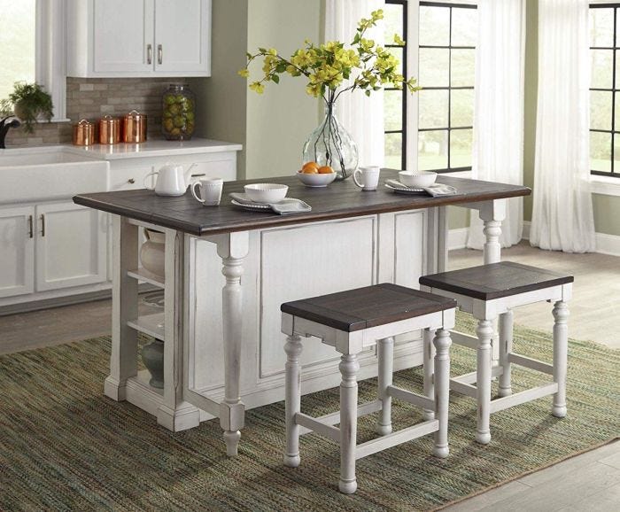 Carriage House Collection Kitchen Island with 13 Drop Leaf