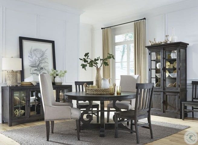Bellamy 5 Piece 60 Round Dining Set with Upholstered Arm Chairs
