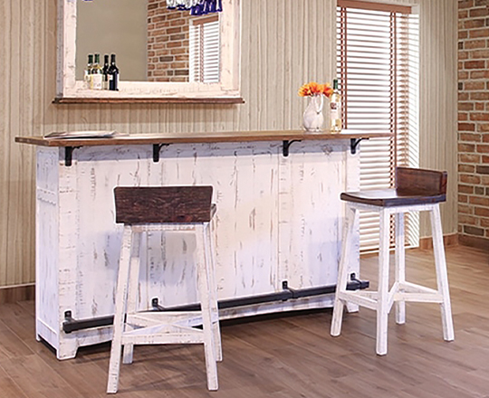 Rustic bar in a living room