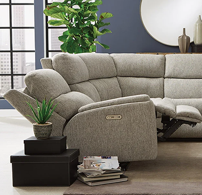 Reclining sectional sofa in a transitionally styled living room