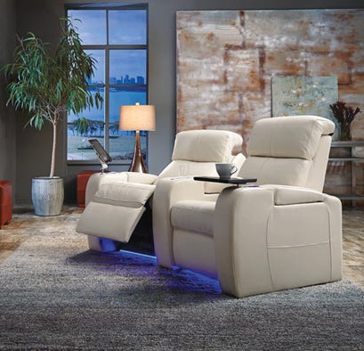 Home theater seating in a living room
