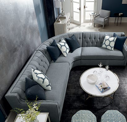 Overhead view of a transitional sectional in a contemporary living space