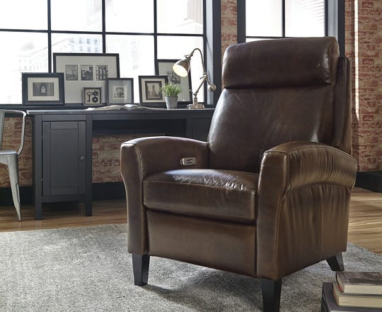 Contemporary recliner in beige fabric