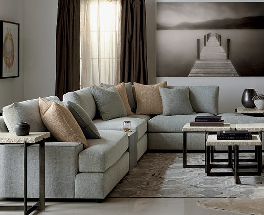 Contemporary beige sectional in a living room