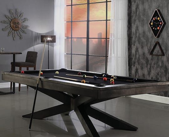 Contemporary styled pool table in a living room