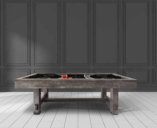 Air hockey table in an empty room