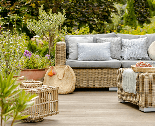 Man relaxing in spa outdoors