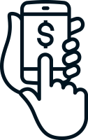 Phone icon with dollar sign on screen